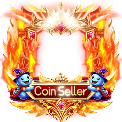 Coin Seller Golden Flame Mascot Frame