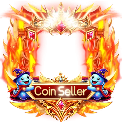 Coin Seller Golden Flame Mascot Frame