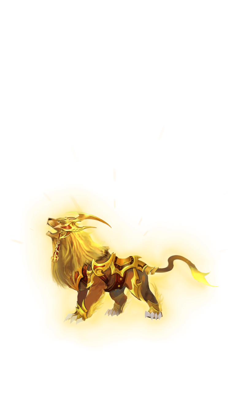 Majestic Armored Golden Roaring Lion
