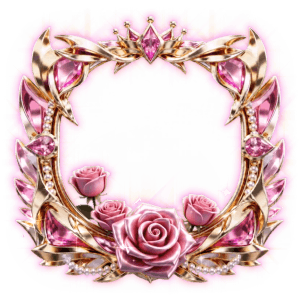 Pink Rose Pearl Golden Wreath Frame (1)