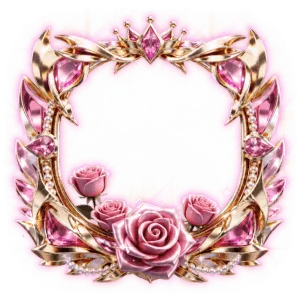 Pink Rose Pearl Golden Wreath Frame (1)