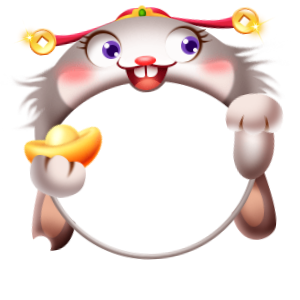 Cute White Bunny Smirking Face Hat Frame