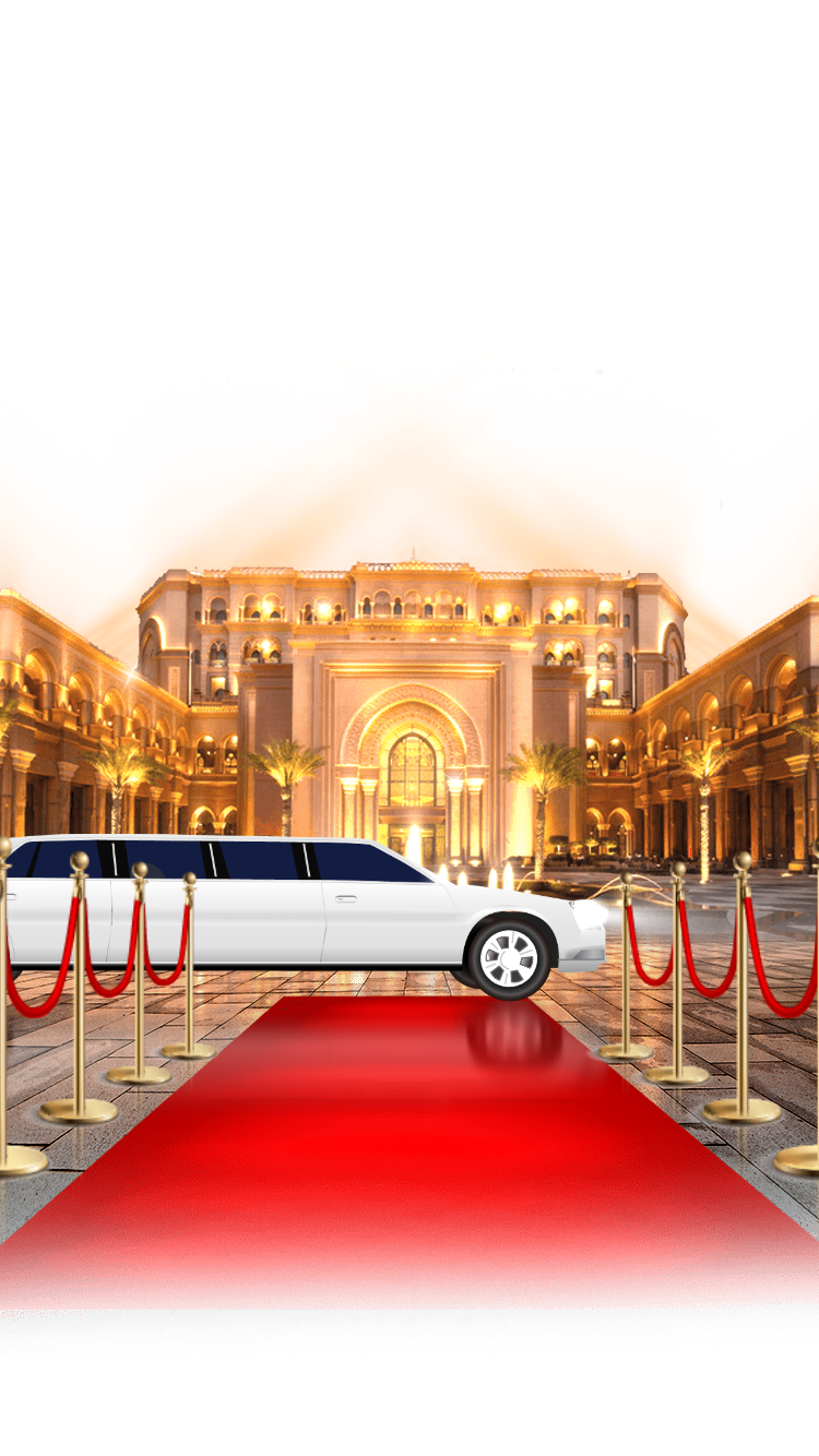 Royal White Limousine Red Carpet Palace