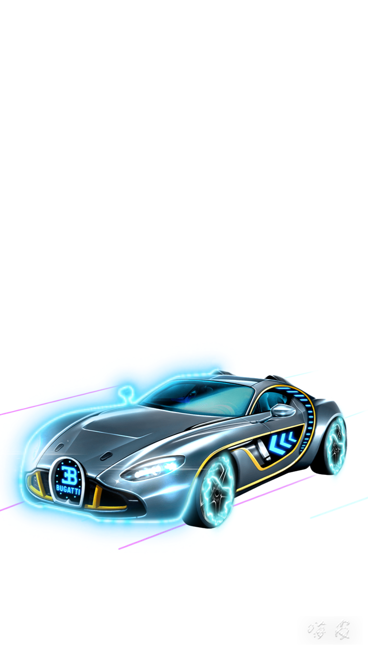 Silver Cyber Bugatti Chiron Supercar