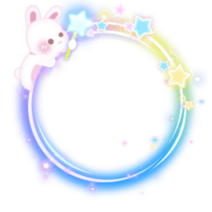 Cute Magic Bunny Star Wand Rainbow Frame