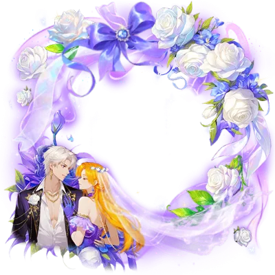 Romantic Wedding Couple Floral Wreath Frame