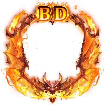 BD Golden Flaming Dragon Crest Frame
