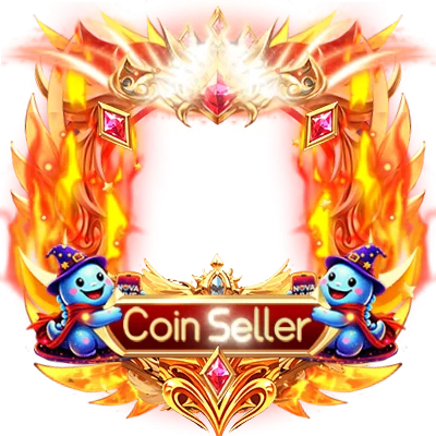 Coin Seller Golden Flame Mascot Frame