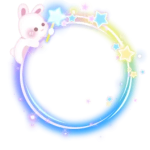 Cute Magic Bunny Star Wand Rainbow Frame