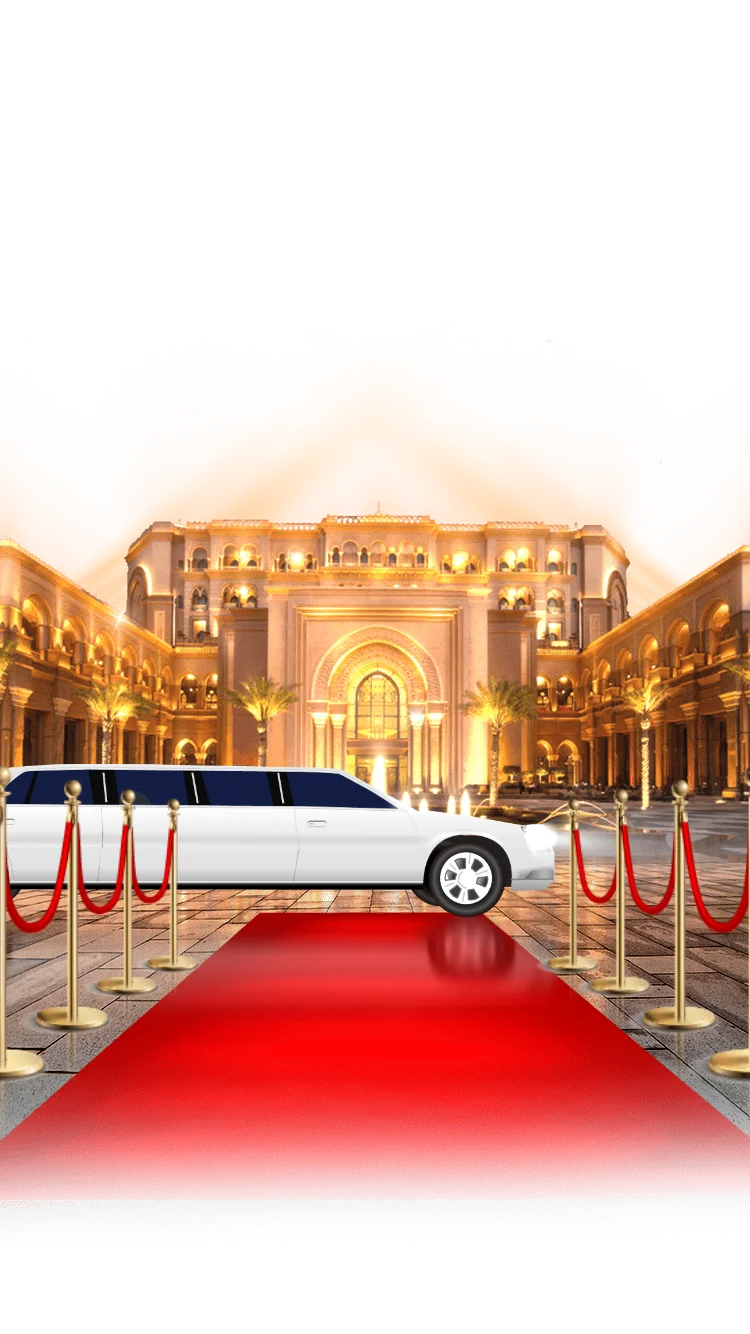 Royal White Limousine Red Carpet Palace