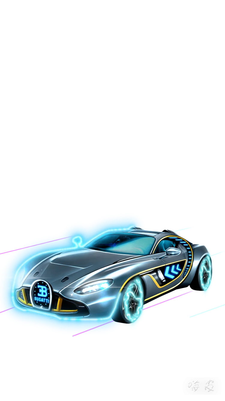 Silver Cyber Bugatti Chiron Supercar